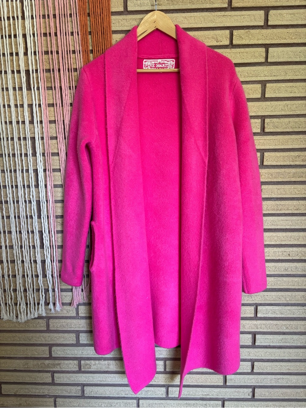 Neon Pink Duster - Open Cardigan Sweater - Pink Martini - Size 8 - 12 - Med